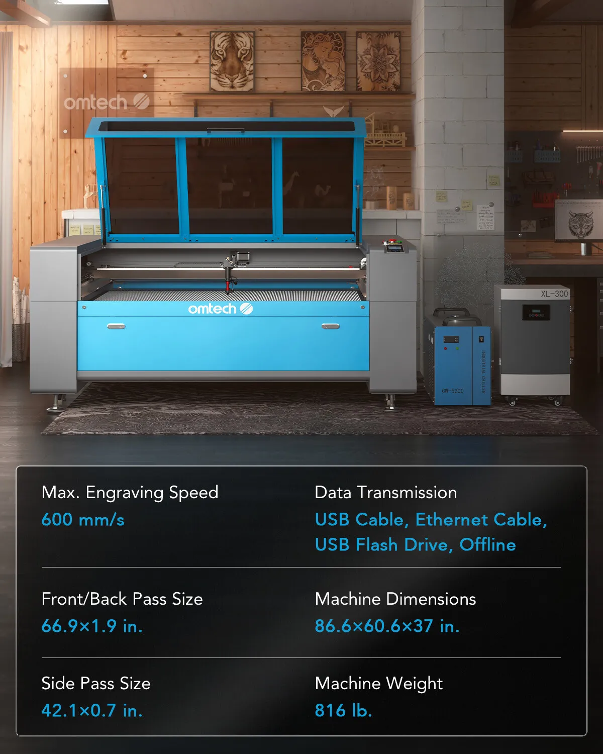 Installation of OMTech AF4063 150W CO2 Laser Cutter, Sheet Metal Laser Cutting machines in Yorba Linda, Anaheim, Tustin, Fullerton, Brea, Orange, Placentia